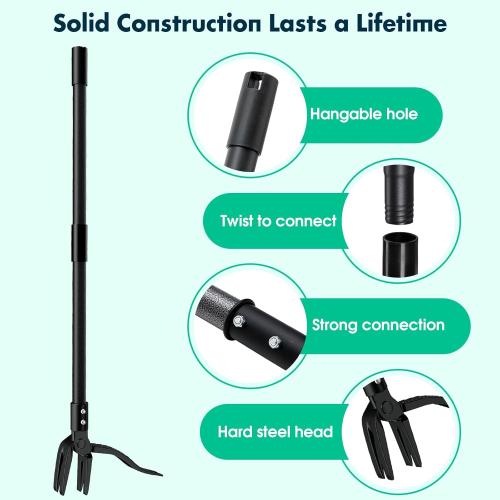 Lilyvane Weed Puller with Long Handle- 63inch - Adjustable Stand Up Weed Puller Tool, Heavy Duty Stand Dandelion Digger Puller, Ergonomic Standing Weeding Puller Tool Weed Picker for Garden Lawn