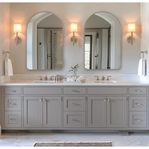 ANDY STAR Chrome Mirror, 22 x 35 Inch Arch Mirror in Stainless Steel Metal Frame, Chrome Arched Bathroom Mirror, Arch Top Rounded Corner 1 Inch Deep Set Design Wall Mount Hangs Vertical