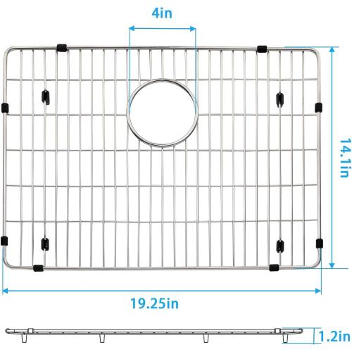 EBG1914 Stainless Steel Sink Grid and Protector, 19 x 14 With Rear Drain for Single Bowl Kitchen Sink Bottom