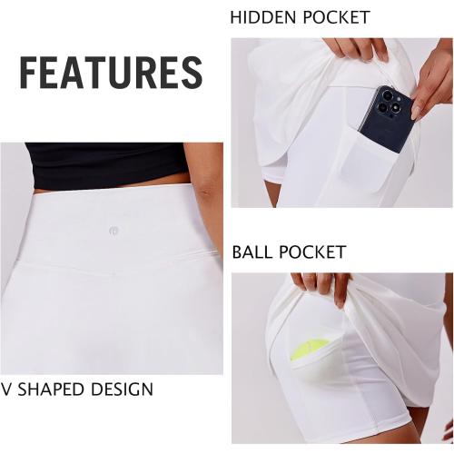 size L ....Womens Tennis Skirt High Waisted Golf Skort with 2 Pockets Stretchy Athletic Skirts for Workout Pickleball Running