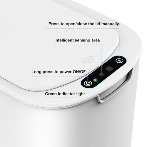 Cesun Motion Sensor Trash Can, 5 Gallon Automatic Bathroom Garbage Can with Lid, Touchless Smart Plastic Slim Wastebasket for Bathroom, Office, rv, Bedroom, Living Room, White
