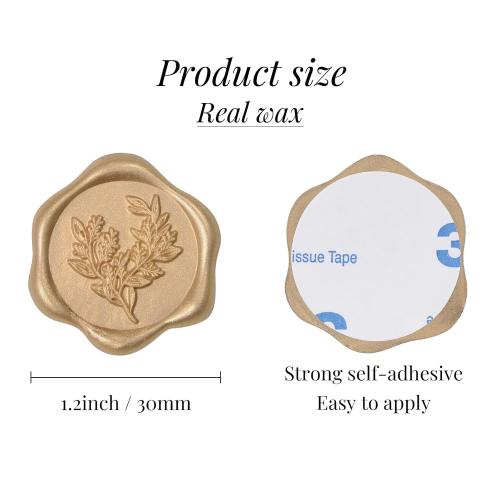 UNIQOOO Wax Seal Stickers - Eucalyptus Wedding Invitation Envelope Seal Stickers, 100 Pcs Self- Adhesive Prosecco Metallic Lignt Gold Stickers, Perfect for Invitation, Christmas, Gift Wrapping