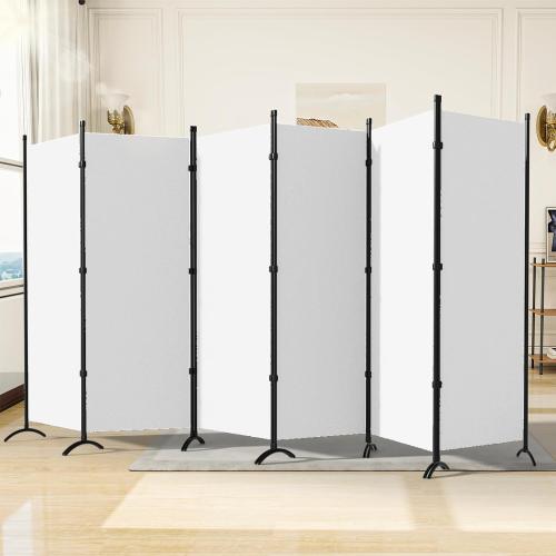 Room Divider, 6 Panel Room Dividers and Folding Privacy Screens, 6FT Partition Room Office Wall Divider for Separation 200 W Fabric, Portable Freestanding Room Divider Wall (White)