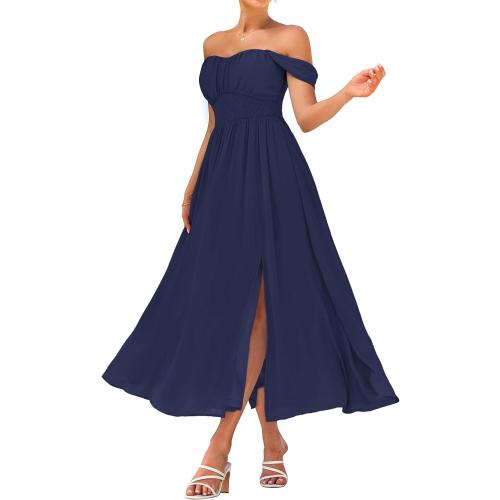 Size 2 XL.... GRACE KARIN 2025 Women's Summer Floral Print Flowy A Line Maxi Dresses Sleeveless Smocked Off Shoulder Dress...