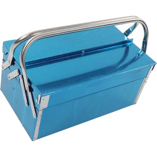 Metal Tool Storage Box with 2 Layer 3 Tray Stainless Steel Cantilever Toolbox Folding Accessory Suitcase (460 Type)