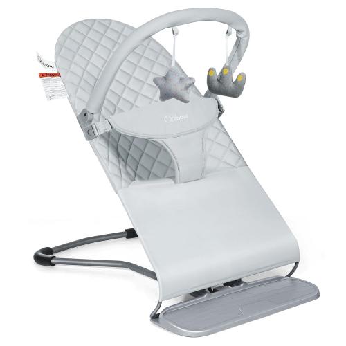 Orzbow Baby Bouncer Seat, Portable Infant Chair, 0-18 Months, Up to 20 Ibs | Foldable & Lightweight, Ergonomic 3-Positions Recline for Baby's Comfort, Removable Play Bar, Washable Cover, ASTM Certified