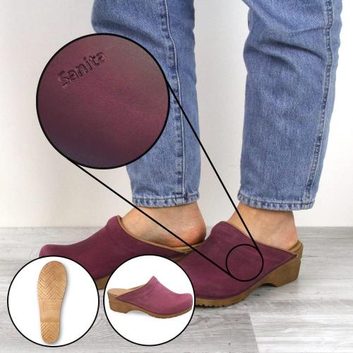 Size ,40 Sanita Ellis Oiled Leather Professional Clogs for Women - Arch Support, Open-Back, Adjustable, APMA-Approved Slip-On Mules