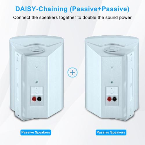Herdio 6.5 Inch 400W Indoor Outdoor Speakers Wired Waterproof Passive with Powerful Bass,Wall Mount Speakers for Patio Garage Covered Deck,All-Weather Durability(Pair,White)