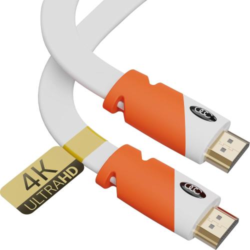 White 25Ft Flat Cable HDMI - 2.0 - High Speed HDMI Flat Wire, by Ultra Clarity - CL3 Rated - Audio Return Channel (ARC) 4K Ultra HD 2160p / Bandwidth up to 18Gbps / 3D HD 2 X 1080p Ready (25 feet 1-Pack)