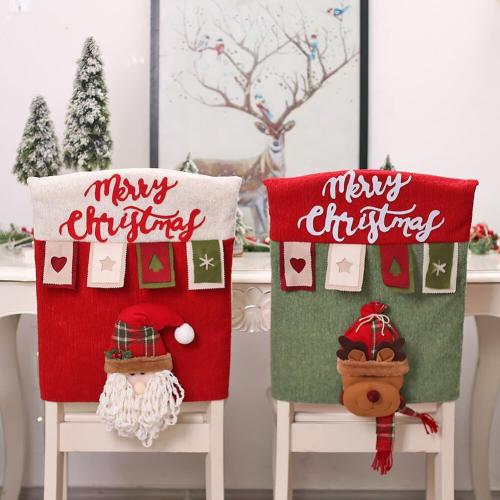 ikasus Dining Chair Back Cover Christmas Santa and Reindeer Protector Holiday Decorations Ornaments for Xmas Indoor Decoration, Party Holiday Festival Restaurant Decor Red#2