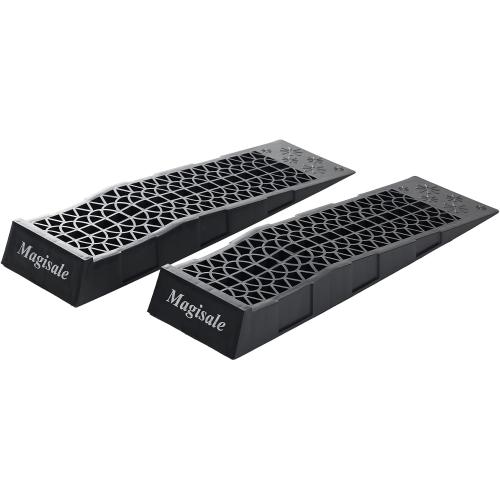 BLACK 27.2 L x 7.9 W x 3”H Magisale Low Profile Plastic Car Service Ramps 3 Ton Heavy Duty Truck Vehicle Ramps for Oil Changes& Maintenance- 2 Pack