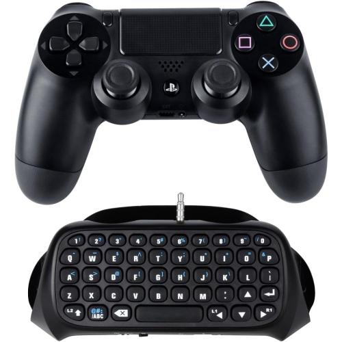 Controller Keyboard for PS4, Wireless Bluetooth Keypad Mini Chatpad Rechargeable Online Gaming Live Chat Message Gamepad Keyboard with Built-In Speaker & 3.5MM Audio Jack for Playstation 4 Dualshock