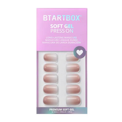 BTArtbox Square Ombre Press On Nails -Soft Gel Press On Nails Short with Nail Glue, 16 Sizes - 32 Reusable Fake Nails Kit, Vanilla Cream