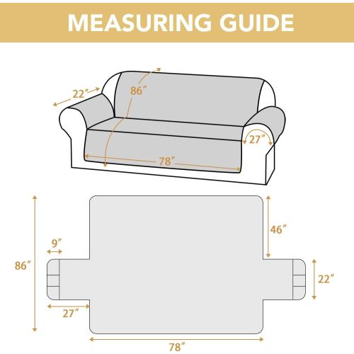 H.VERSAILTEX 100% Waterproof Sofa Cover Thick Durable Slipcover Furniture Protector Washable Couch Cover with Non Slip and Elastic Straps for Kids, Dogs, Pets(XL Sofa, Grey)