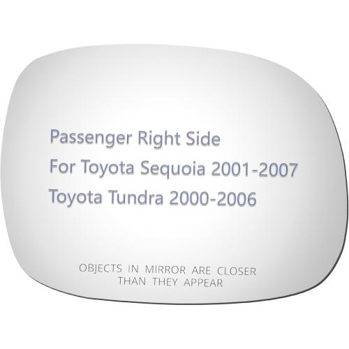 JZSUPER Side Mirror Glass fit for 2001-2007 Toyota Sequoia, 2000-2006 Toyota Tundra Passenger Right Side RH Convex, Including Adhesive (Non Heated)