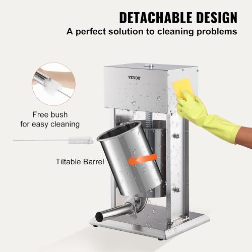 VEVOR Sausage Stuffer, 22LBS/10L Capacity, 304 Stainless Steel Electric Sausage Stuffer, Vertical Electric Stuffer Adjustable Speed Stainless Steel Heavy Duty Sausage Filler Meat Stuffer