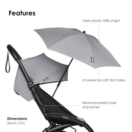 BABYZEN YOYO Parasol, Stone - UPF 50  Protection - Compatible with the 0  Newborn Pack, Bassinet, Car Seat