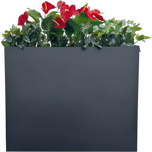 38 L x 13 W x 30 H Metal Tall Rectangular Planter - Large Planter Box for Outdoor Patio/Porch Modern Design for Plants, Flowers, Garden,Spliced Flower Pot (Black)