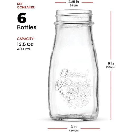 Bormioli Rocco Quattro Stagioni Bottles Clear Glass with Twist Lids for Food Preserving, Beverage Serving, Homemade Gifts, Sauces & Infused Drinks - Airtight, Made in Italy