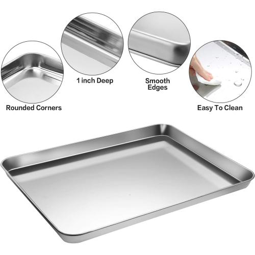 MCIRCO 6 Piece Stainless Steel Baking Sheet with Rack with Silicone Baking Mat Set (2 Pans   2 Racks   2 Mats), 17.3 x 13 x 1 Inch Cookie Sheet with Cooling Rack, Easy Clean