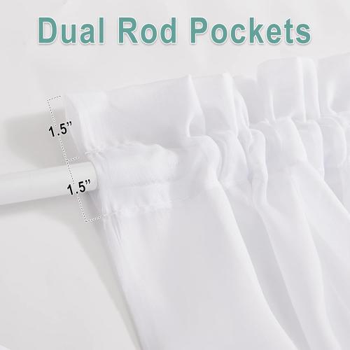 PONY DANCE Side Door Window Curtain for Front Door, French Drape for Small Window Sidelight, White Voile Sheer Rod Pocket Kitchen Curtain with Tieback, 1 Panel, White, 60W X 72L