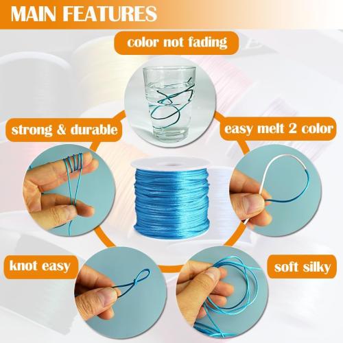 Ewparts 15 Rolls Satin Nylon String for Bracelets Making 1.5mm Satin Rattail Cord for Beading, Kumihimo,Necklace,Macrame Craft, Keychains Lanyards, Jewelry Making,Bracelet Silk String