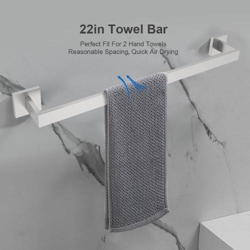 Silver 5-Piece Brushed Nickel Bathroom Hardware Set, Wall Mounted Thickened 304 Stainless Steel Towel Holder Set, Featuring 23.6 Towel Bar, Hand Towel Rack, Toilet Paper Holder, and 2 Towel Hooks