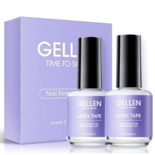 Gellen Liquid Latex for Nails, 2 Pcs Peel Off Protector, 1 Fl.Oz, White