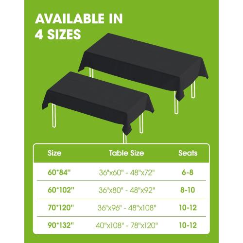 Pureegg Rectangle Table Cloth 60 x 84 – Durable Polyester Tablecloth Offers Reusable & Washable Protection, Ideal for Outdoor Party, Picnic, Wedding, Banquet and Birthday, 1 Pack, Black