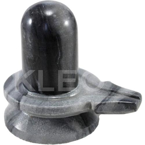 Size 3.5 Color Grey Natural Black Stone Shivalingam Shivling Shiv Ling Idol Statue Figurine for Home Decor and Pooja - 3.5 Inches