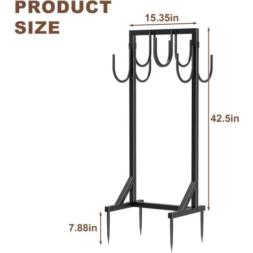 Garden hose holder for outside，Freestanding Hose Stand with 8 Hooks，Water Hose Holder With 4 Reinforcing Spikes，hose holders for outside