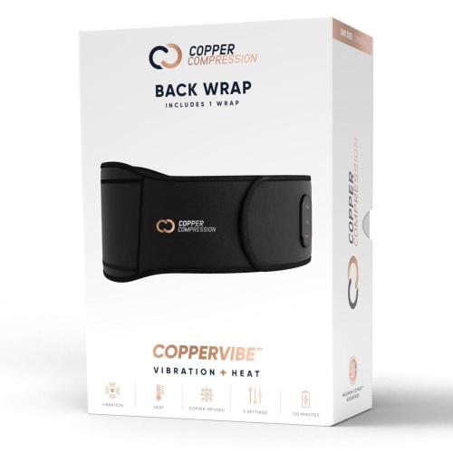Copper Compression CopperVibe Vibration   Heat Therapy Back Wrap Vibrating Heating Massager Pad for Lower Back Pain Relief, Lumbar Muscles, Herniated Disc - Treatment Brace Device for Women & Men