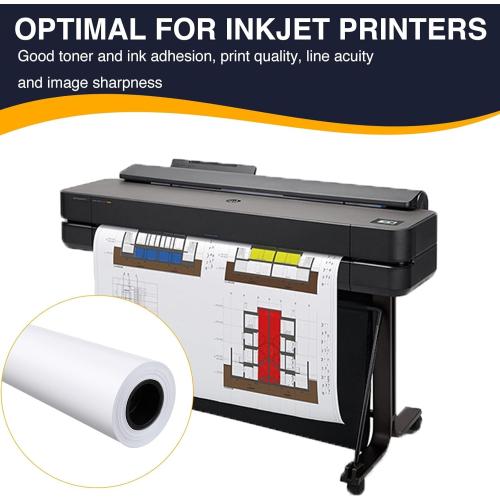 VOISEN Wide Format Paper,2 Rolls Plotter Paper 36 In x 150 Ft, CAD Bond Rolls,20lb,Bond Paper on 2 Core for CAD Printing on Wide Format Ink Jet Printers