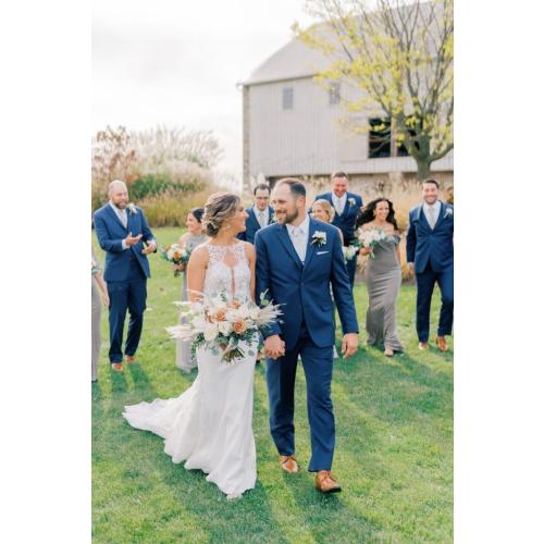 Wangyue 3 Pieces for Men Slim Fit Suit Set Two Button Blazer Jacket Vest Pants Formal Business Suit Wedding Prom Tuxedo size medium