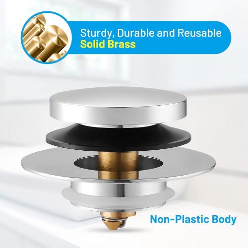 Bathtub Drain Stopper, Tub Stopper/Bathtub Plug for Tip Toe/Trip Lever/Lift&Turn Tub Drains, Bath Tub Drain Stoppers Designed for 1.5-1.72 Drain Hole w/3 O-Rings,Chrome Plated