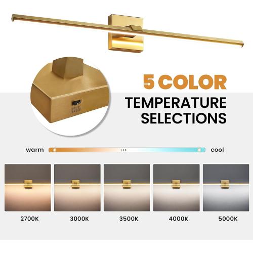 Gold Bathroom Light Fixtures 32 inch Modern Brushed Gold Vanity Light Bar for Bathroom 24W Dimmable 5CCT LED Vanity Lighting Fixture Over Mirror