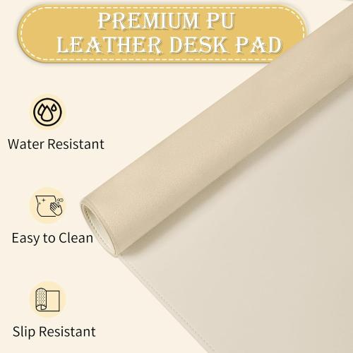 47.2 x 23.6 Large Desk Pad Mat - Non-Slip PU Leather Desk Mat, Large Mouse Pad, Computer Mat for Keyboard Mouse, Waterproof Desk Writing Mat, Desk Blotter Mat for Work (Apricot)