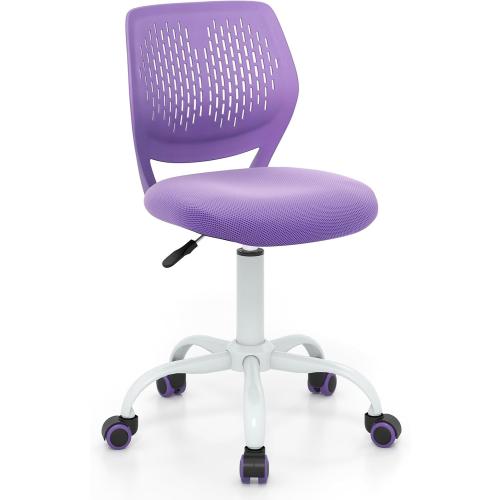 Kids Desk Chair, Adjustable Children Study Chair, Swivel Armless Mesh Task Office Chair, Computer Desk Chair with Adjustable Height & Lumbar Support (Purple)