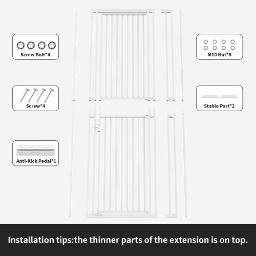 78.74 Extra Tall Cat Gate for Doorway, Wide Adjustable 27.56-32.28 No Drilling Pet Proof Safety Door Gate, Pressure Mount Full Dog Barrier for Stairs Kitchen House-White