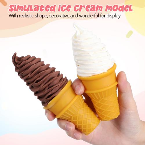 DOITOOL 2PCS Fake Ice Cream Cones Realistic Ice Cream Prop Plastic Ice Cream Cone Models Artificial Ice Cream Cones for Birthday Party Shops Decorations Photography Props