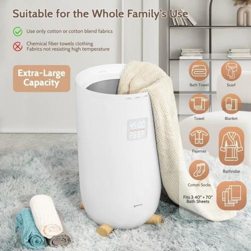 Keenray Large Towel Warmer Bucket, Luxury Towel Warmer for Bathroom, LCD Screen for Time and Temperature, Delay Time Up to 24 Hours, Fits 3 Large Towels, Blankets, Bathrobes, PJ's, Gift for Him & Her
