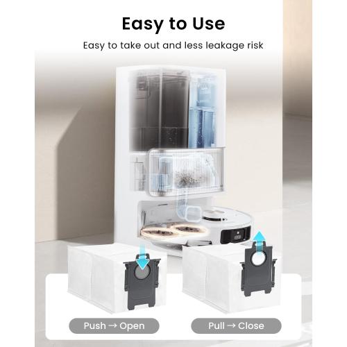 6Pack Vacuum Dust Bags - 3.2L Large Disposable Dust Bag for Dreame X40 Ultra/X30 Ultra/L40 Ultra/L10s Pro Ultra/L10s Ultra Gen2 Vacuum Cleaner Dust Bags Replacement, X40 Ultra Dust Bag, White