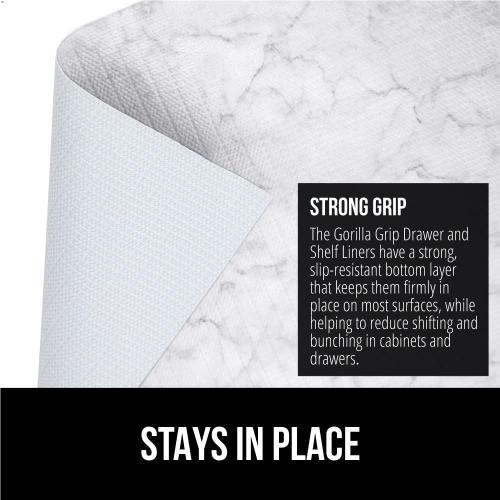 GORILLA GRIP DripGuard Shelf Liner, Non-Adhesive Drawer and Kitchen Cabinet Protector, 20x240 Inch, Strong Grip Slip Resistant Underside, Smooth Surface Liners for Cabinets, Bathrooms, Closets, Marble