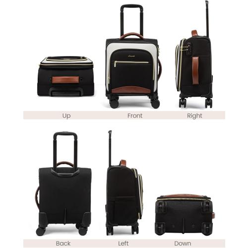 LOVEVOOK Underseat Carry On Luggage With Wheels, 16 Inch Softside Underseat Luggage Spinner, 18x14x8 inches Travel Bag With TSA Lock, Water-Resistant Lightwhight Personal Item for Travel