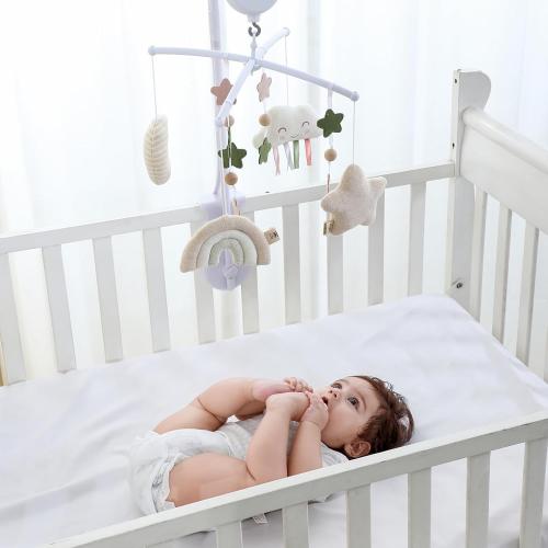 Crib Mobile 35 Lullaby Music, Cotton Baby Mobiles for Cribs & Pack N Play, Easy to Install, Stuffed Animals Hanging Toys Newborn Boys & Girls, Star Nursery Decor