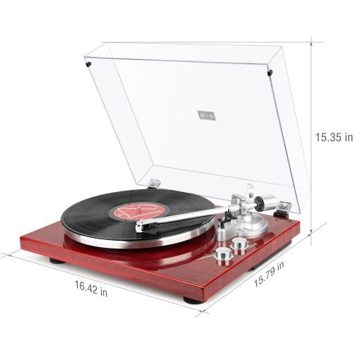 1 BY ONE Belt Drive Turntable with Bluetooth Connectivity, Built-in Phono Pre-amp, USB Digital Output Vinyl Stereo Record Player with Magnetic Cartridge, 33 or 45 RPM