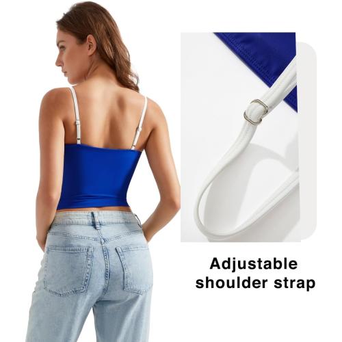 Size L OMKAGI Womens Workout Tank Tops Adjustable Strap Longline Sports Bra Padded Sleeveless Top