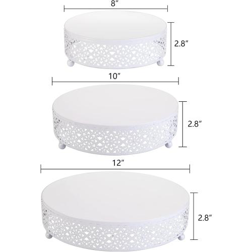 Hedume Set of 3 Cake Stand, Dessert Display Cupcake Stands, Round Metal Cake Stands, Cupcake Pastry Candy Display Plate for Wedding, Event, Birthday Party