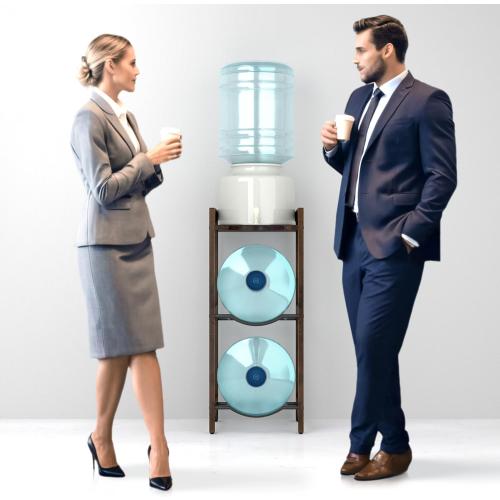 Natural Wood 5 Gallon Water Dispenser Stand - 31H, 3-Tier Jug Holder with Top Shelf