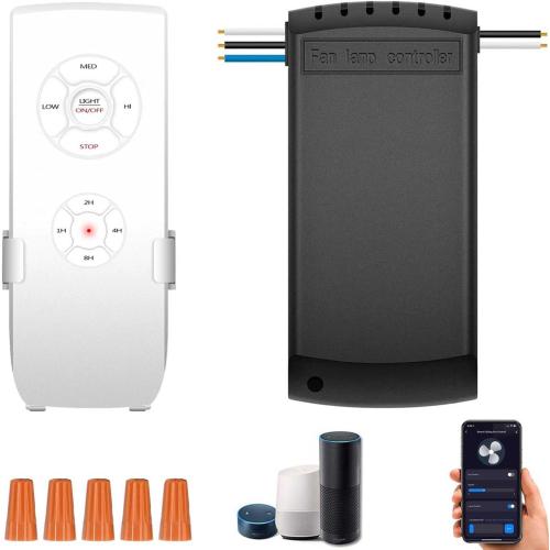 Smart WiFi Fan Switch Ceiling Fan and Light Remote Control Kit, WiFi Controller Compatible with Alexa Google, Phone APP Control, No Hub Required, Universal Ceilingfan Light Remote Control